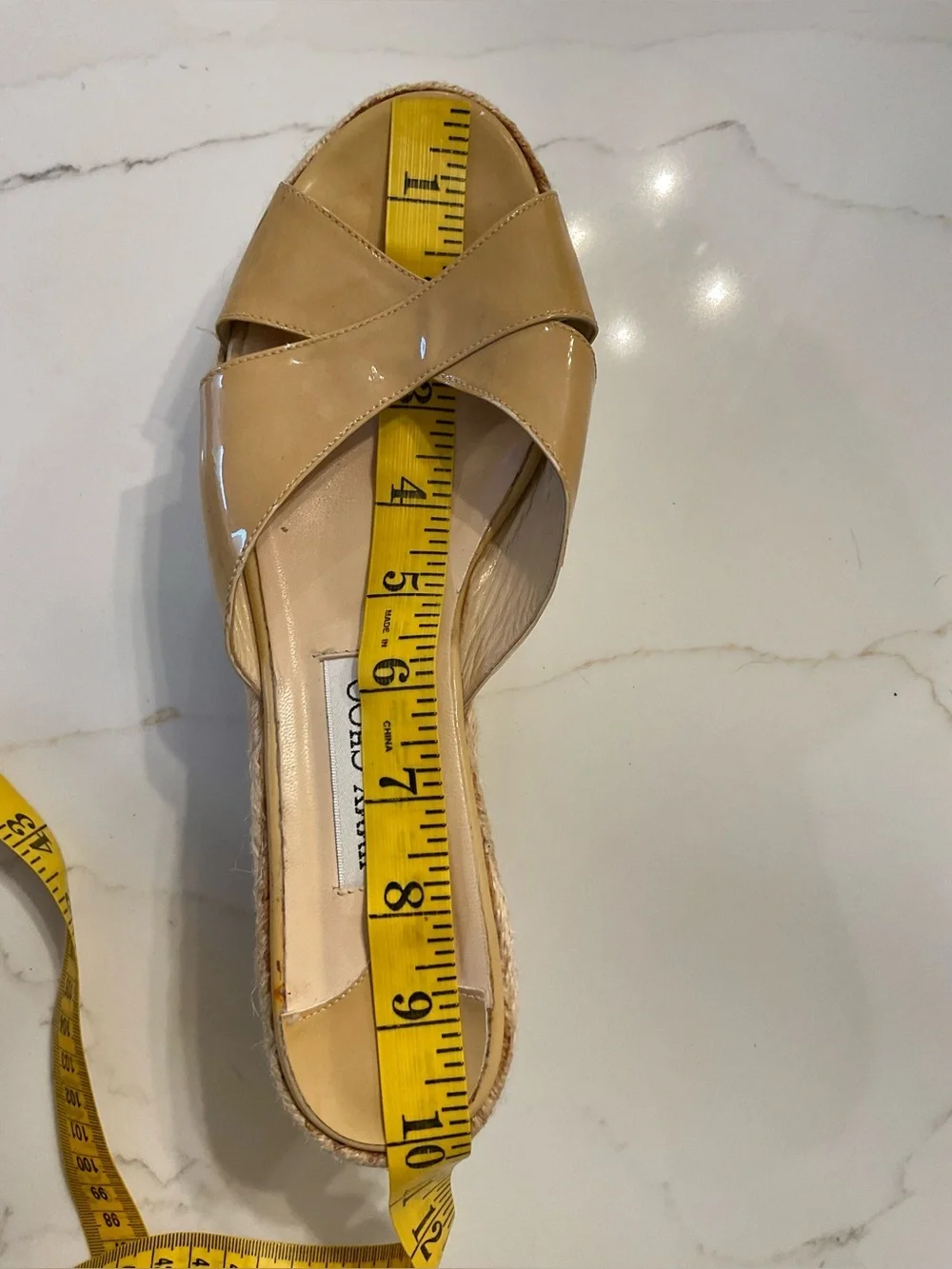 Jimmy Choo Paisley Criss Cross patent leather wedge
